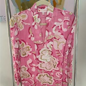 Jude Connally Pink and Gold Floral Blouse